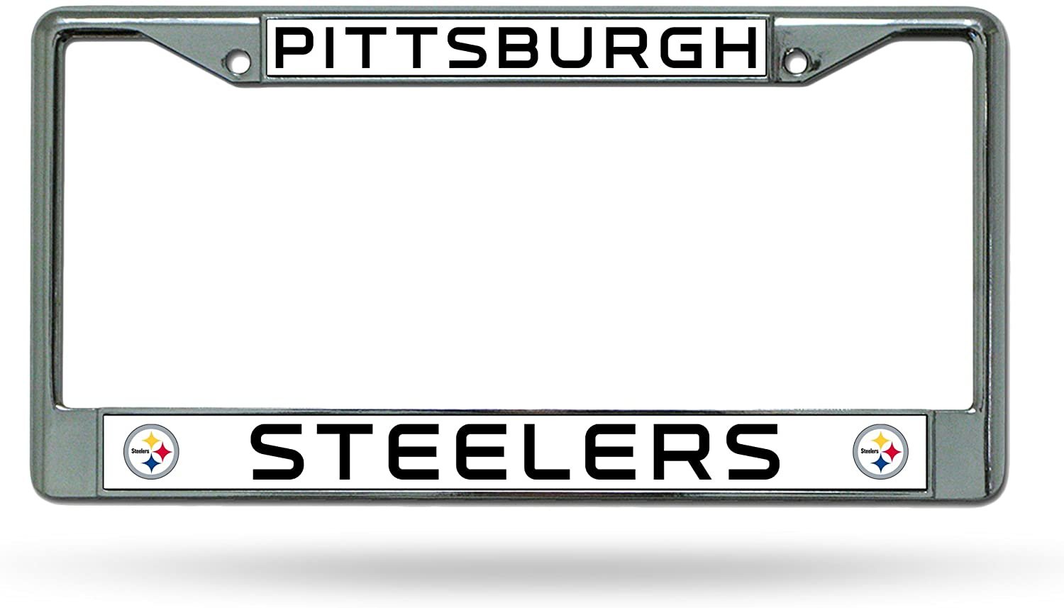 Pittsburgh Steelers Chrome Metal License Plate Frame Tag Cover 6x12 Inches