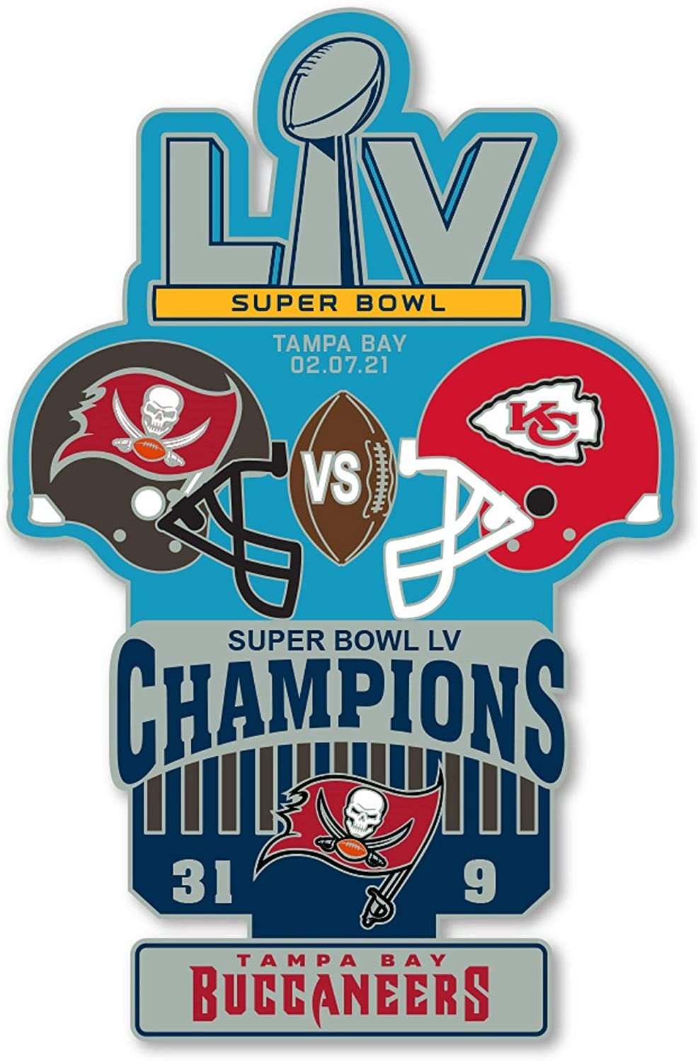 Tampa Bay Buccaneers Super Bowl LV Champions Historic Metal Pin Hat Lapel Logo