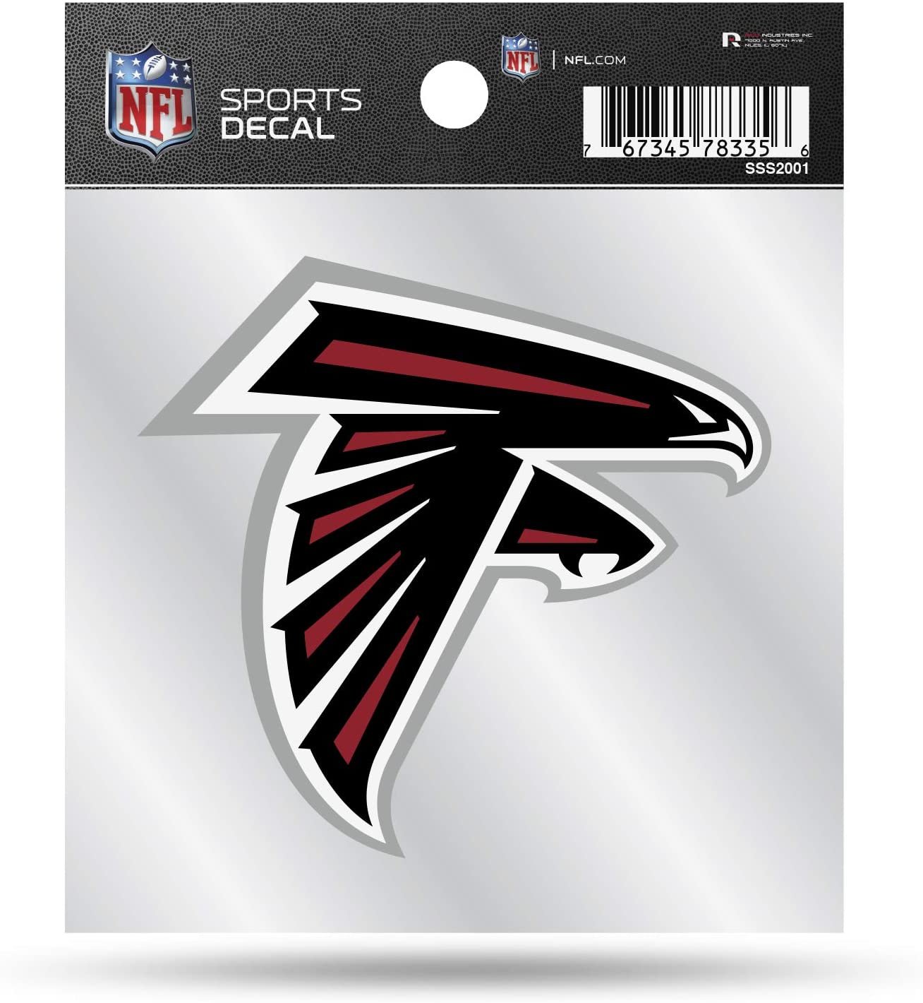 Atlanta Falcons 4x4 Inch Die Cut Decal Sticker, Primary Logo, Clear Backing