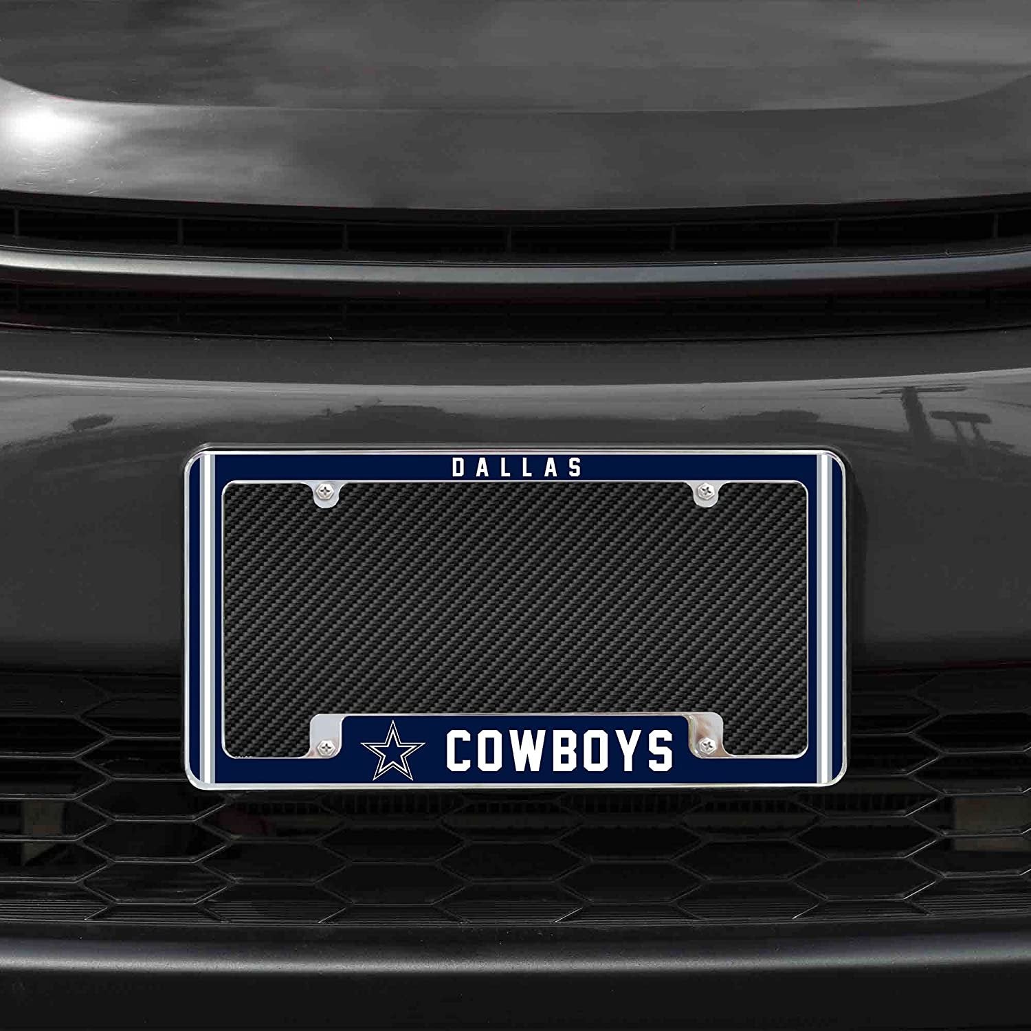 Dallas Cowboys Metal License Plate Frame Chrome Tag Cover Alternate Design 6x12 Inch