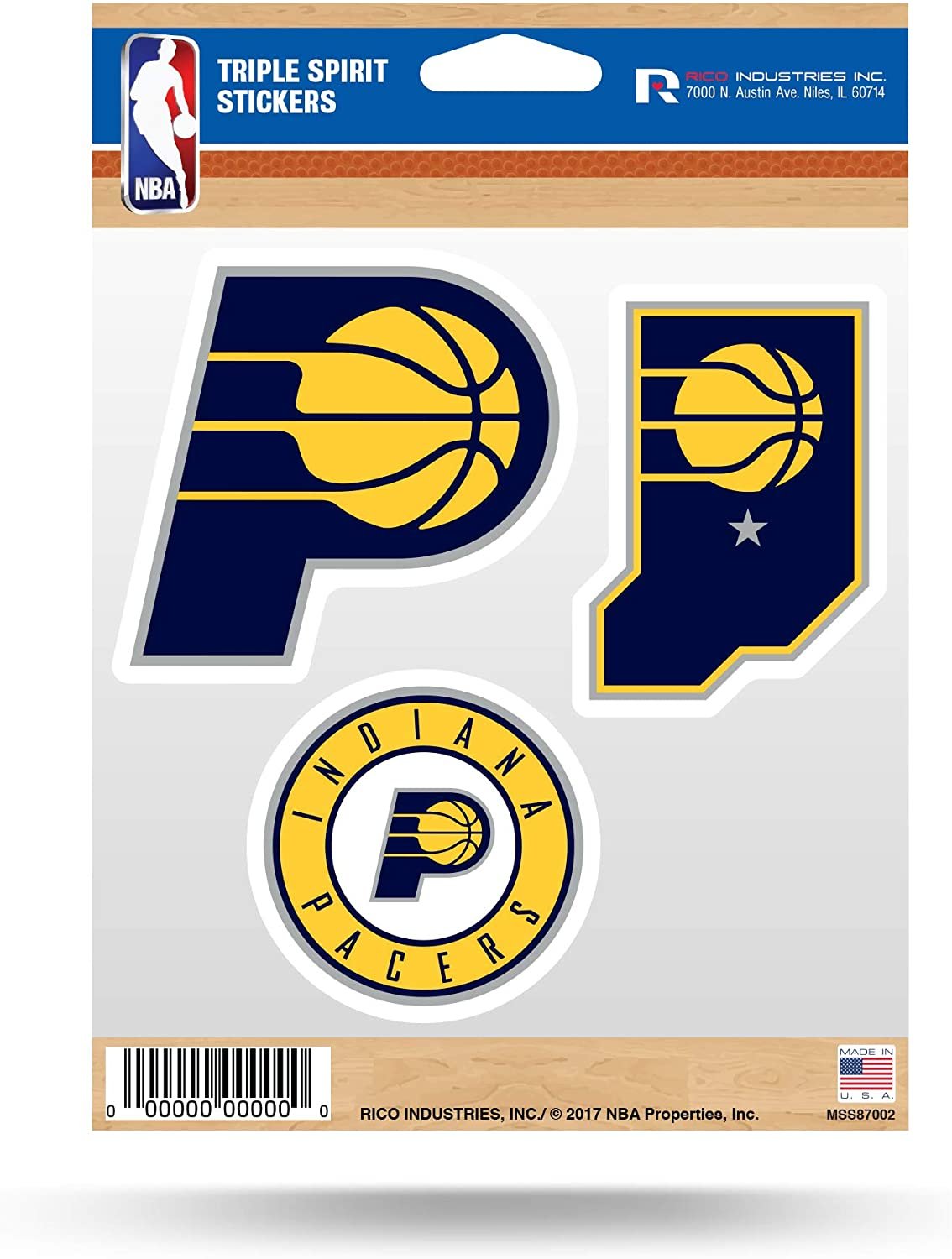 Indiana Pacers Die Cut 3-Piece Triple Spirit Sticker Sheet