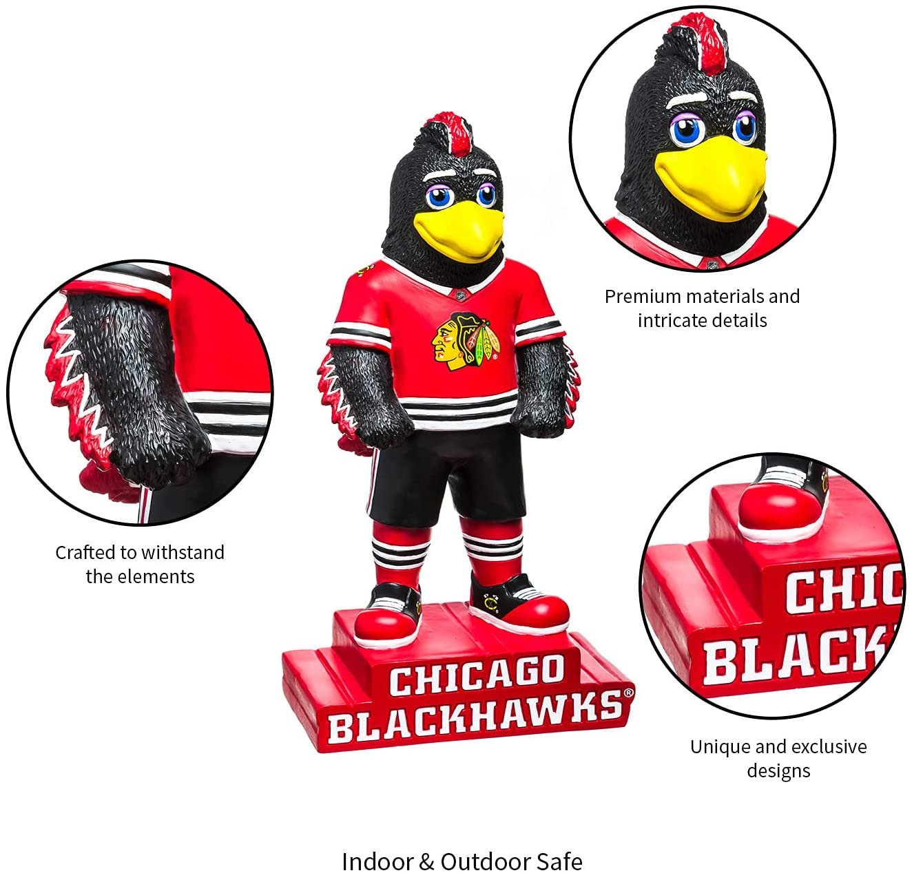 Chicago Blackhawks Mascot Tiki Totem Garden Statue, Outdoor, Resin, 12 Inch High