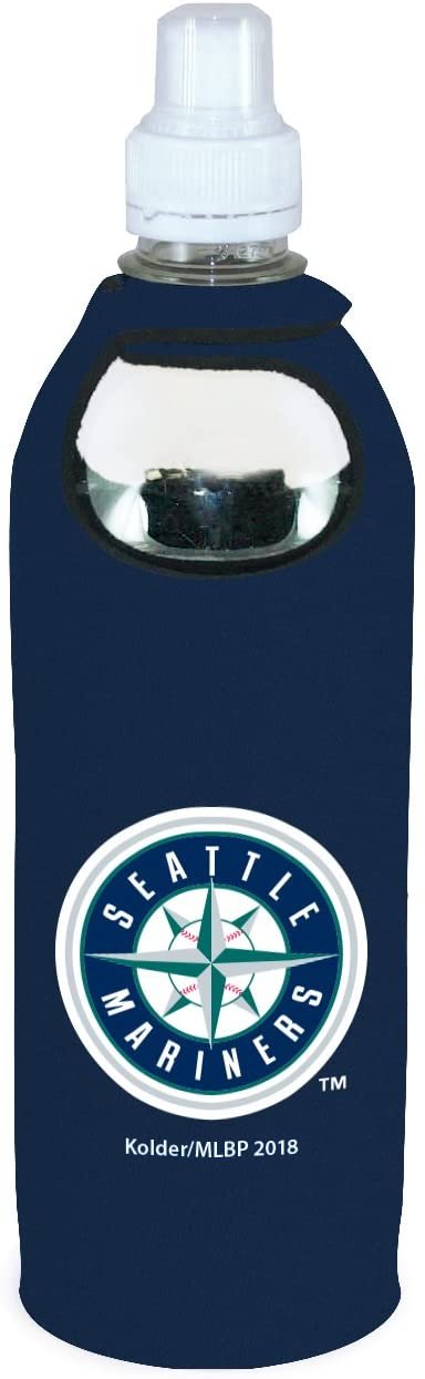 Seattle Mariners 1/2 Liter Water Bottle Neoprene Beverage Insulator Holder Cooler with Clip Baseball