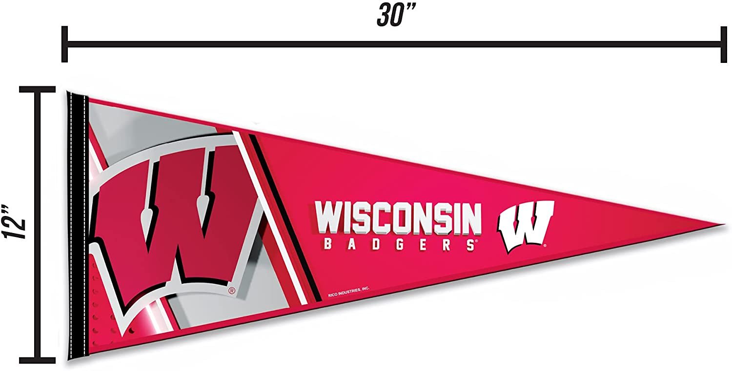 University of Wisconsin Badgers Soft Felt Pennant, Primary Design, 12x30 Inch, Easy To Hang