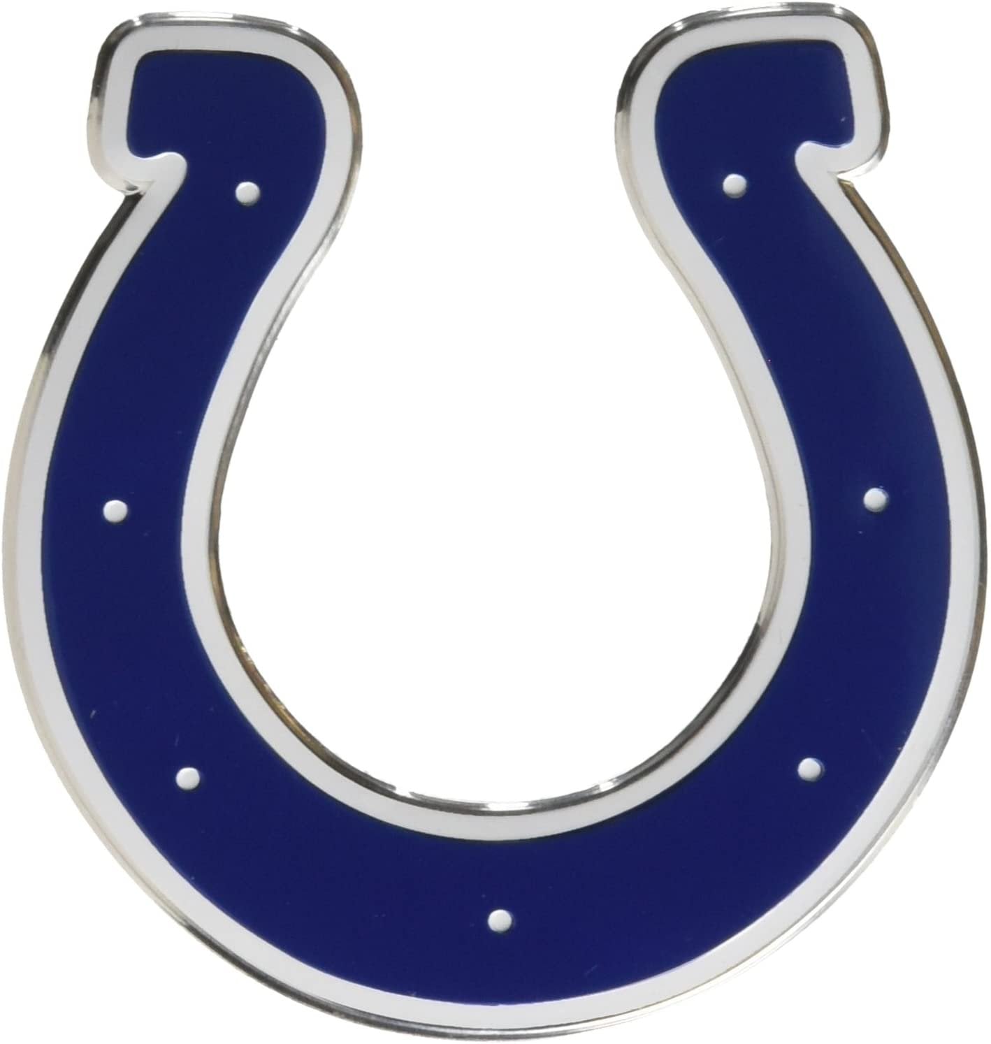 Indianapolis Colts Auto Emblem, Aluminum Metal, Embossed Team Color, Raised Decal Sticker, Full Adhesive Backing