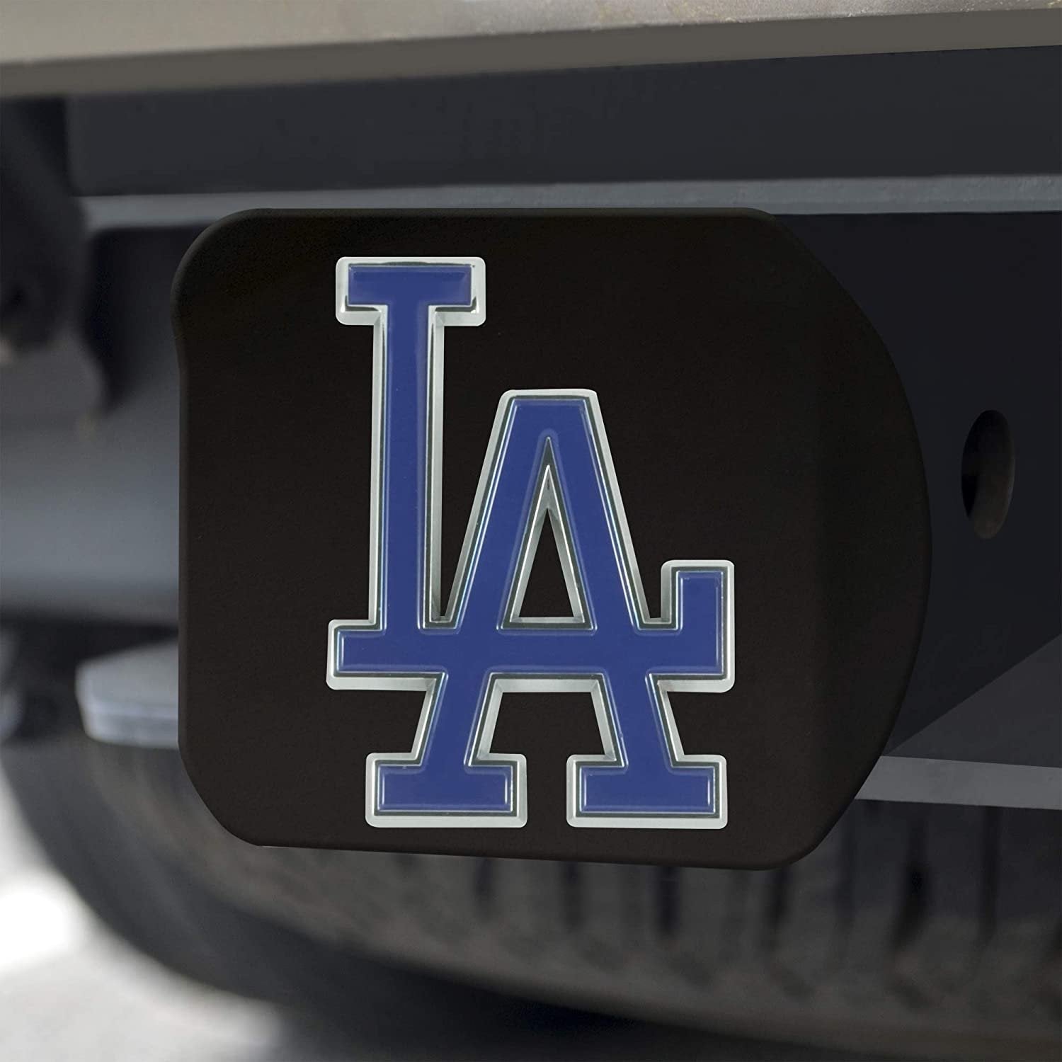Los Angeles Dodgers Hitch Cover Black Solid Metal with Raised Color Metal Emblem 2" Square Type III