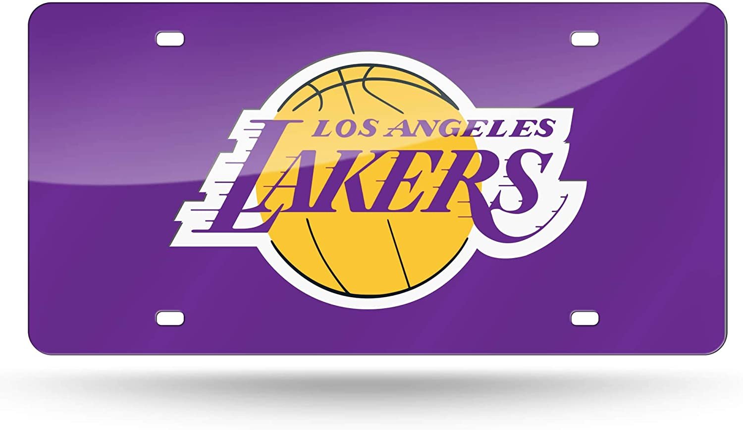 Los Angeles Lakers Premium Laser Cut Tag License Plate, Purple Mirrored Acrylic Inlaid, 12x6 Inch