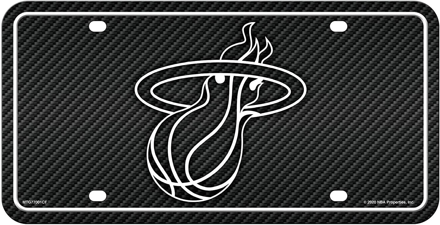 Miami Heat Metal Auto Tag License Plate, Carbon Fiber Design, 6x12 Inch