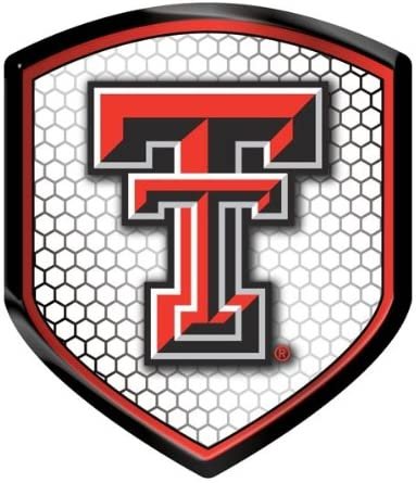 Texas Tech University Red Raiders High Intensity Reflector, Shield Shape, Raised Decal Sticker, 2.5x3.5 Inch, Home or Auto, Full Adhesive Backing