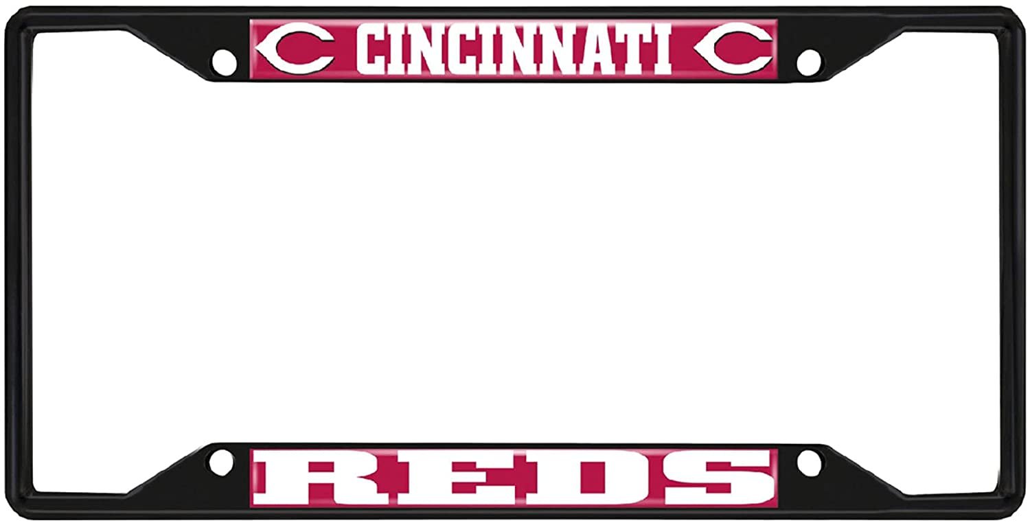 Cincinnati Reds Black Metal License Plate Frame Tag Cover, 6x12 Inch