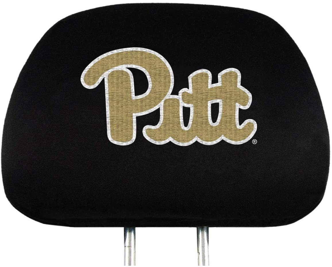 University of Pittsburgh Panthers Pitt Pair of Premium Auto Head Rest Covers, Embroidered, Black Elastic, 14x10 Inch