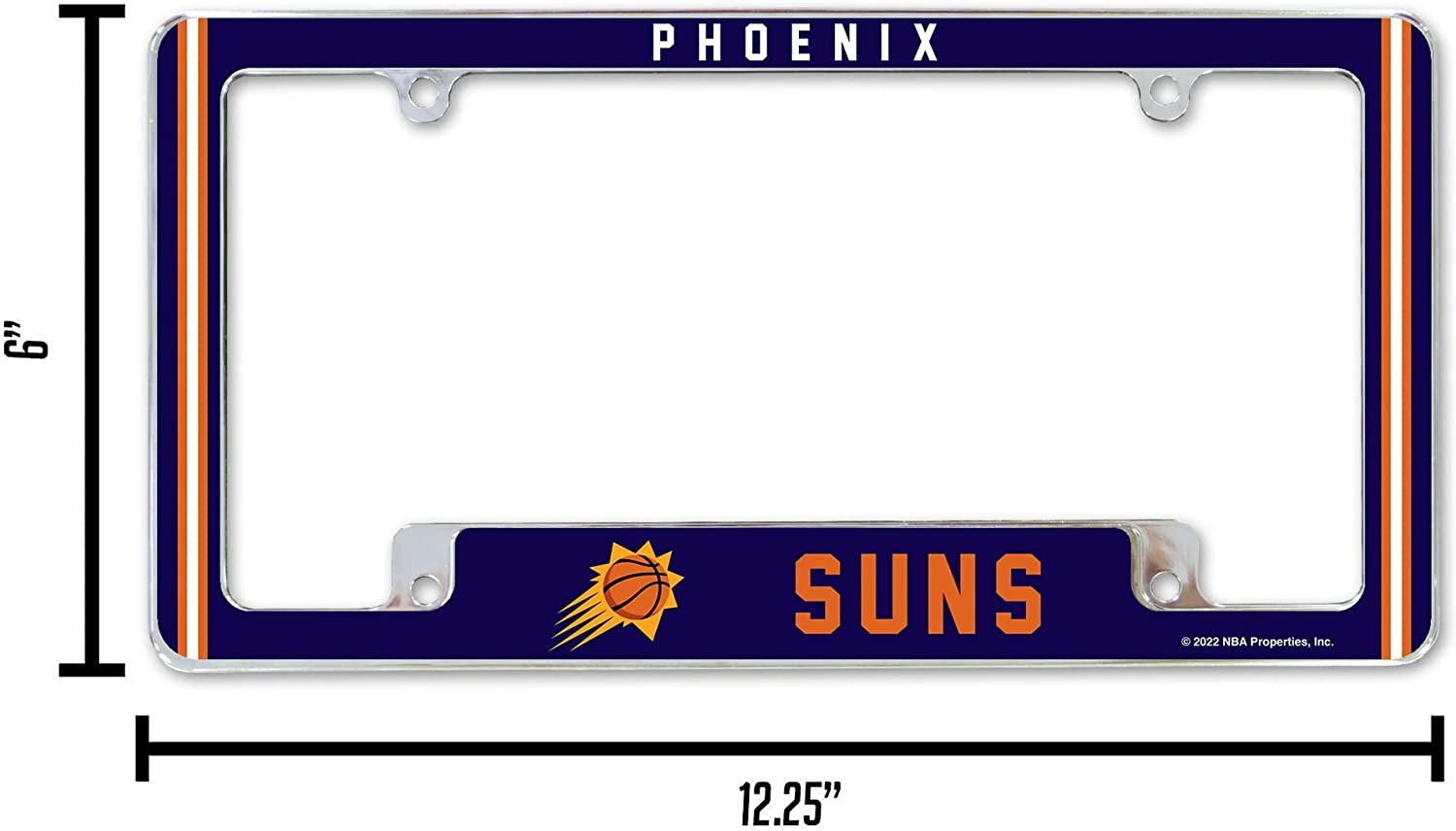 Phoenix Suns Metal License Plate Frame Chrome Tag Cover Alternate Design 6x12 Inch