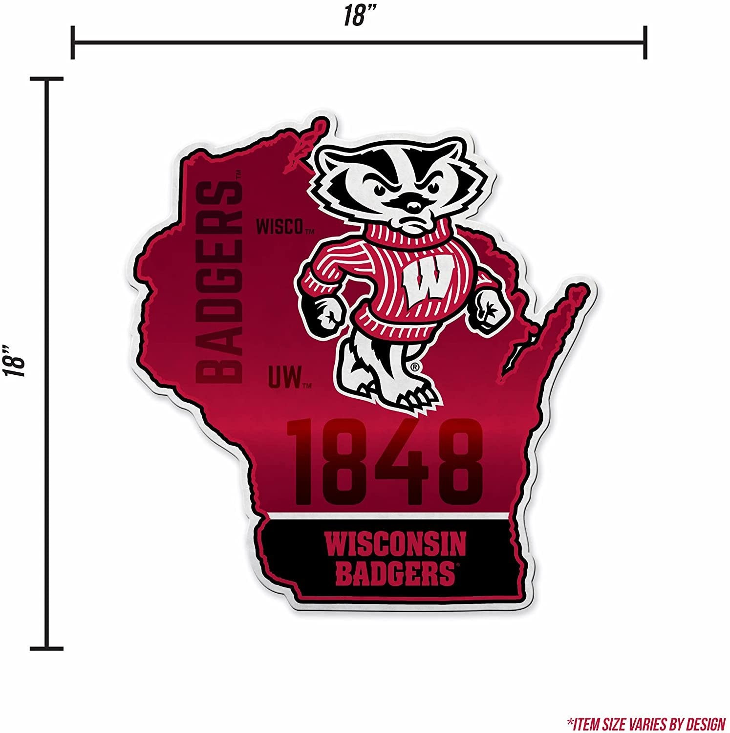 University of Wisconsin Badgers Soft Felt Pennant, State Design, Shape Cut, 18 Inch, Easy To Hang