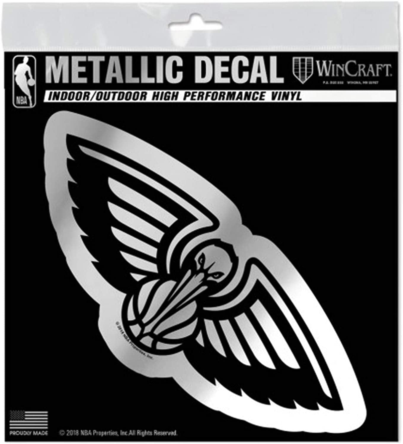 New Orleans Pelicans 6 Inch Decal Sticker, Metallic Chrome Shimmer Design