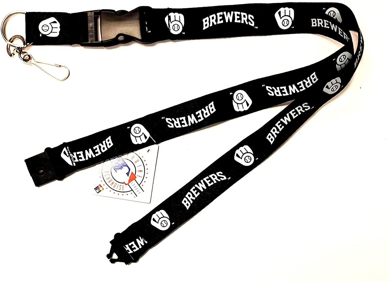 Milwaukee Brewers Blackout Design Premium Lanyard Keychain Double Sided Breakaway Safety Design Adult 18 Inch