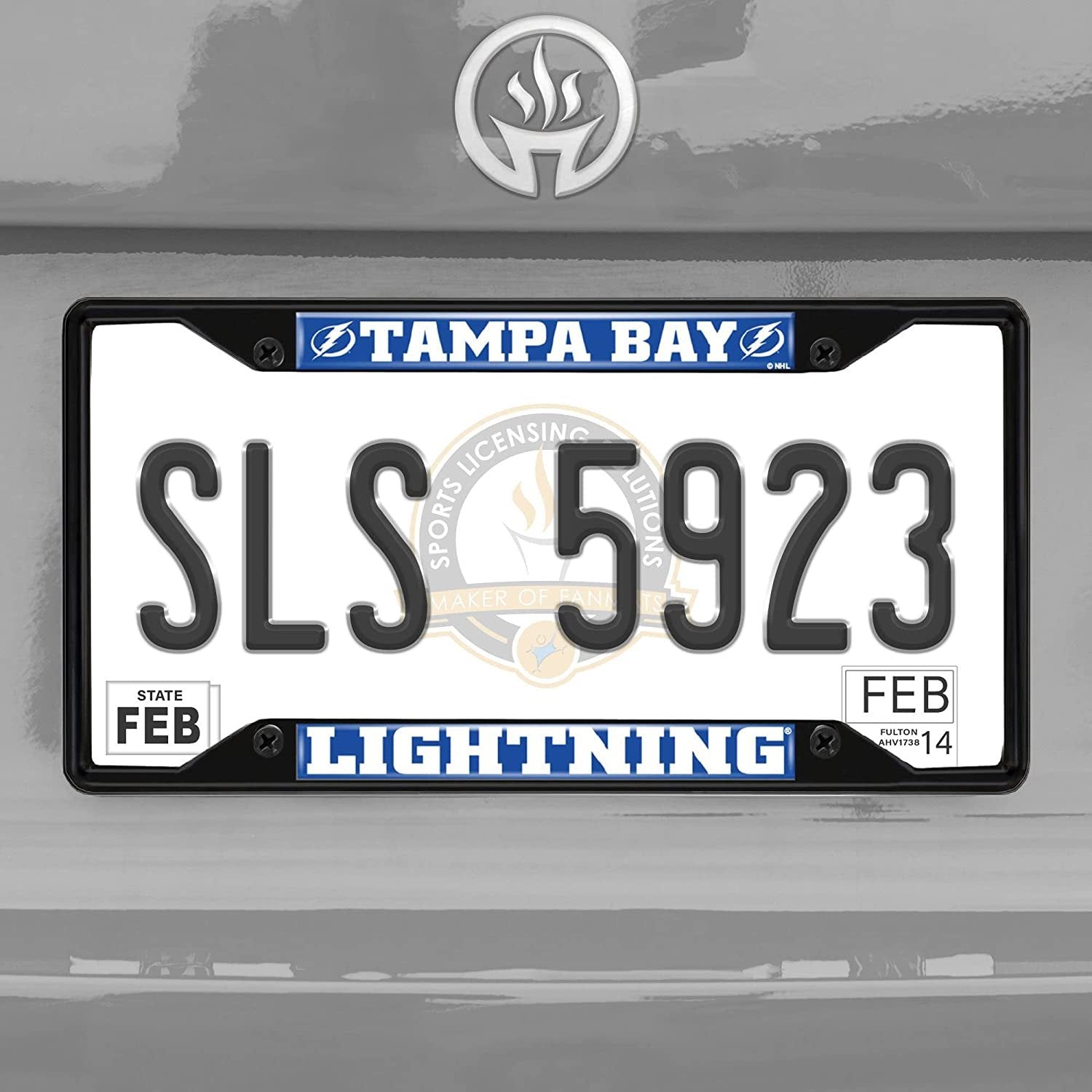 Tampa Bay Lightning Black Metal License Plate Frame Tag Cover, 6x12 Inch