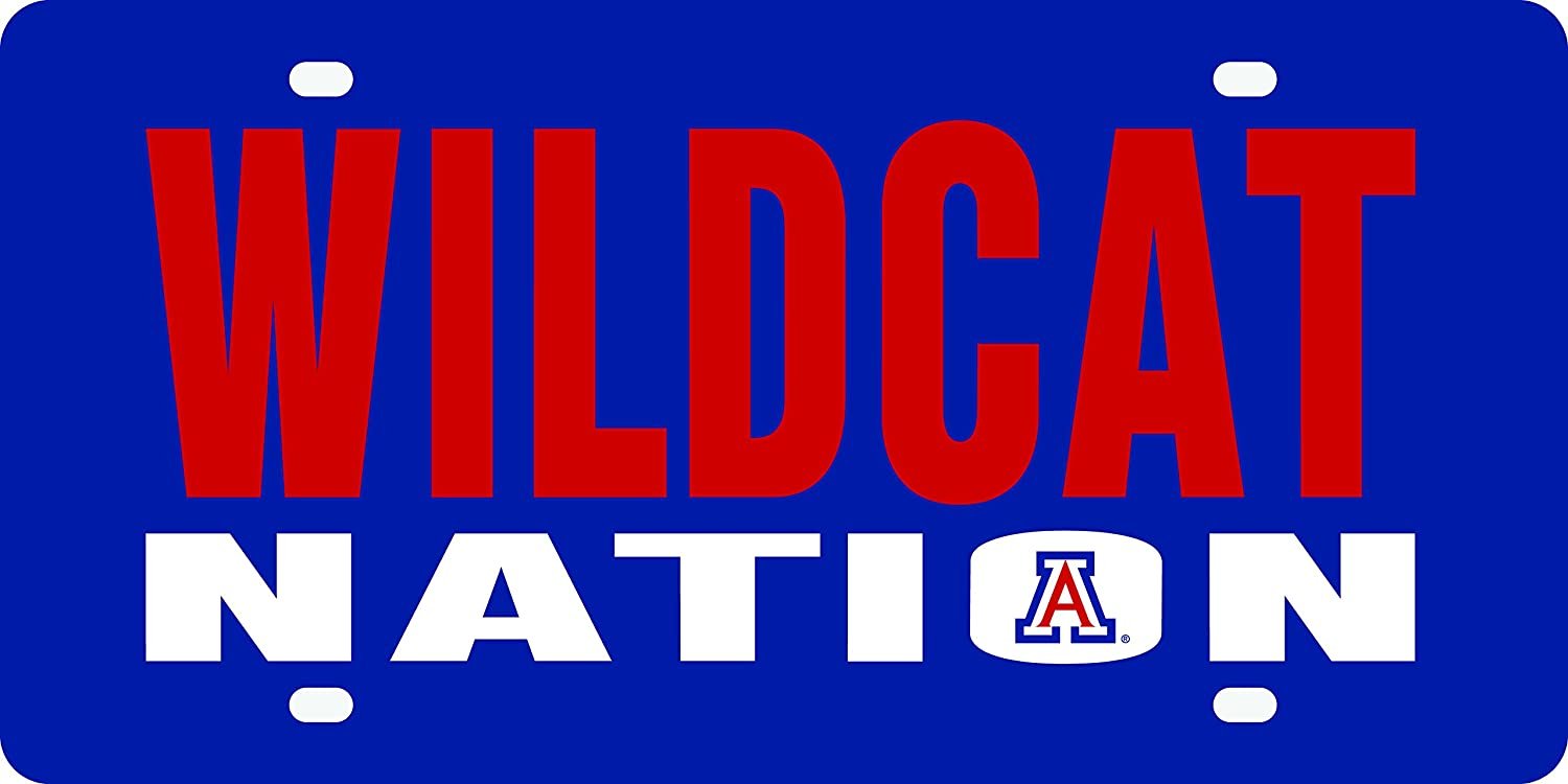 University of Arizona Wildcats Premium Laser Cut Tag License Plate, Nation, Mirrored Acrylic Inlaid, 6x12 Inch