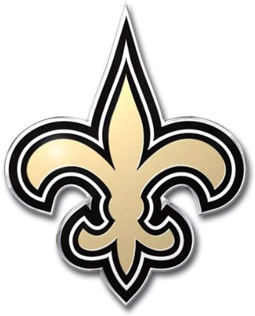 New Orleans Saints Auto Emblem, Aluminum Metal, Embossed Team Color, Raised Decal Sticker, Full Adhesive Backing