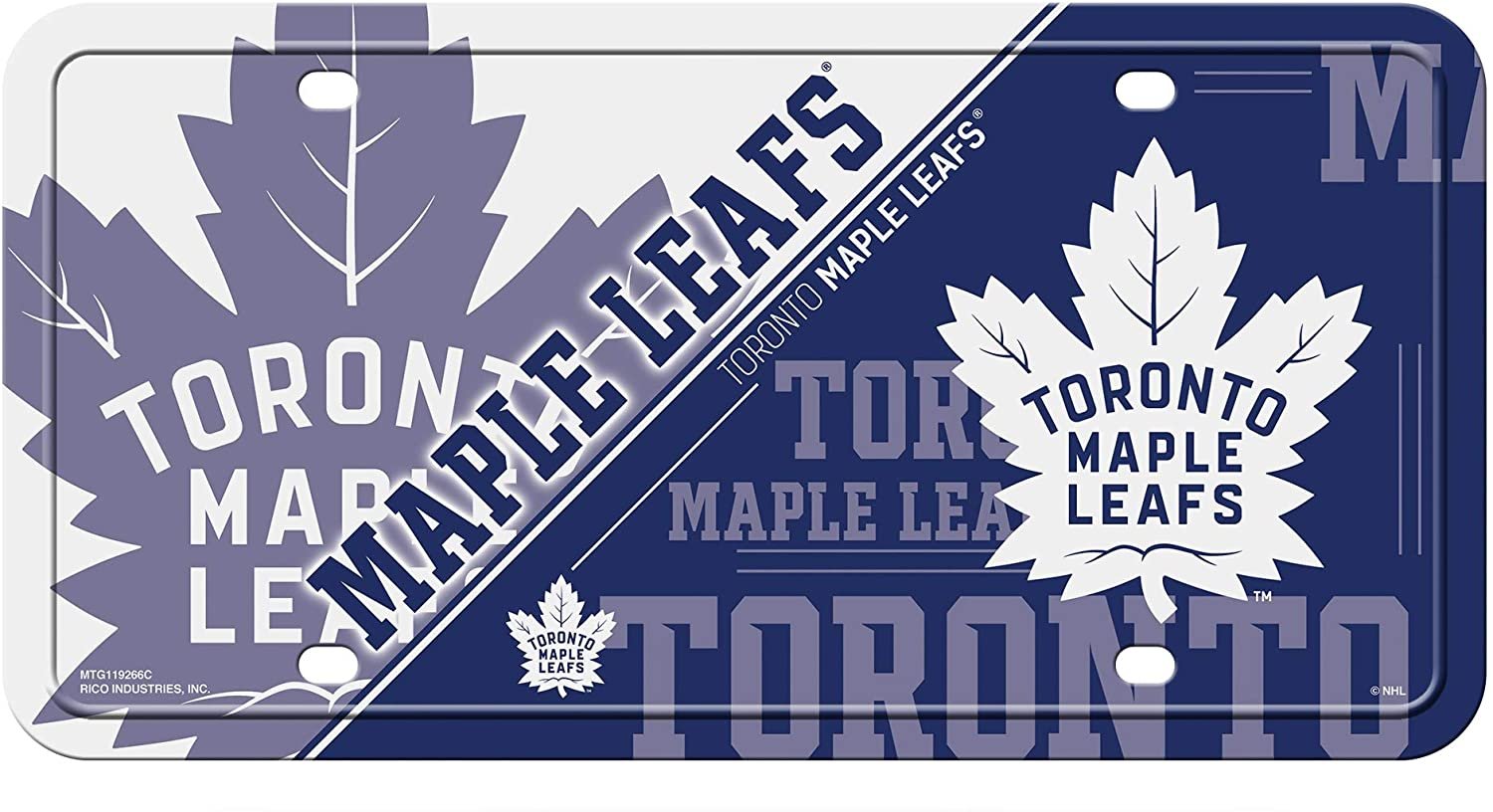 Toronto Maple Leafs Metal Auto Tag License Plate, Split Design, 6x12 Inch