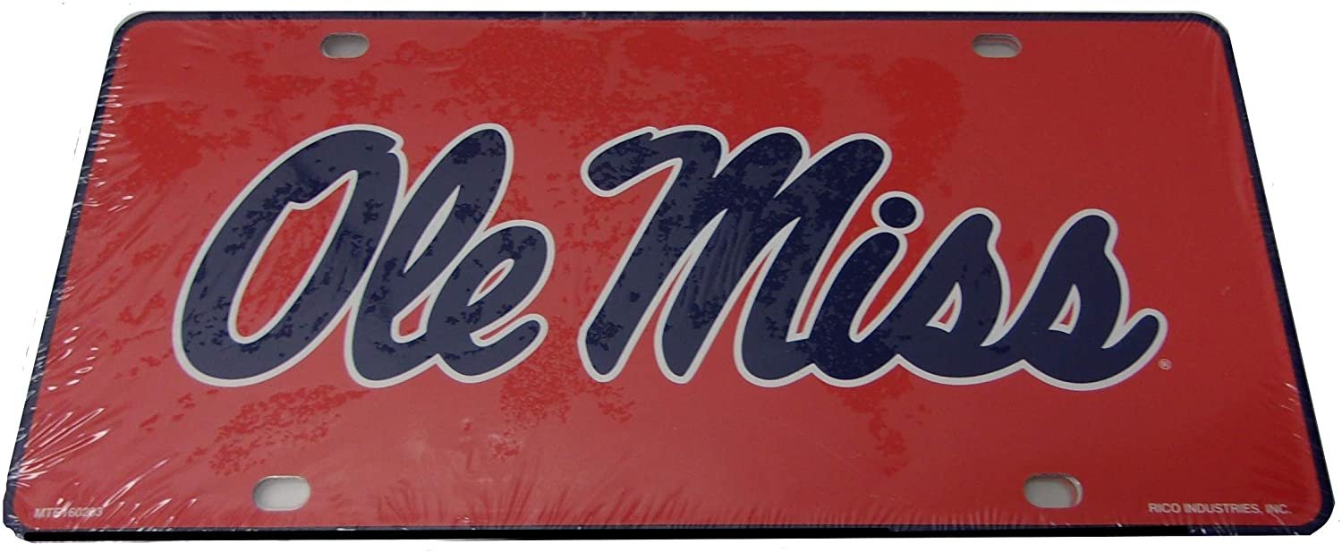 University of Mississippi Ole Miss Rebels Metal Auto Tag License Plate, Logo Design, 6x12 Inch