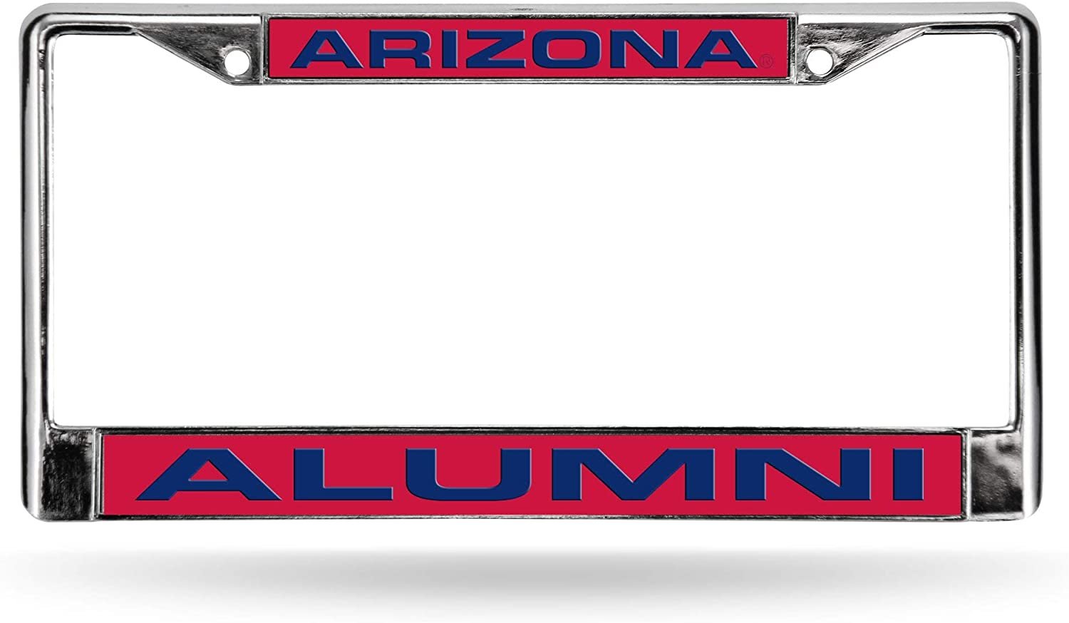 University of Arizona Alumni Chrome Metal License Plate Frame Tag Cover, Laser Mirrored Inserts, 12x6 Inch