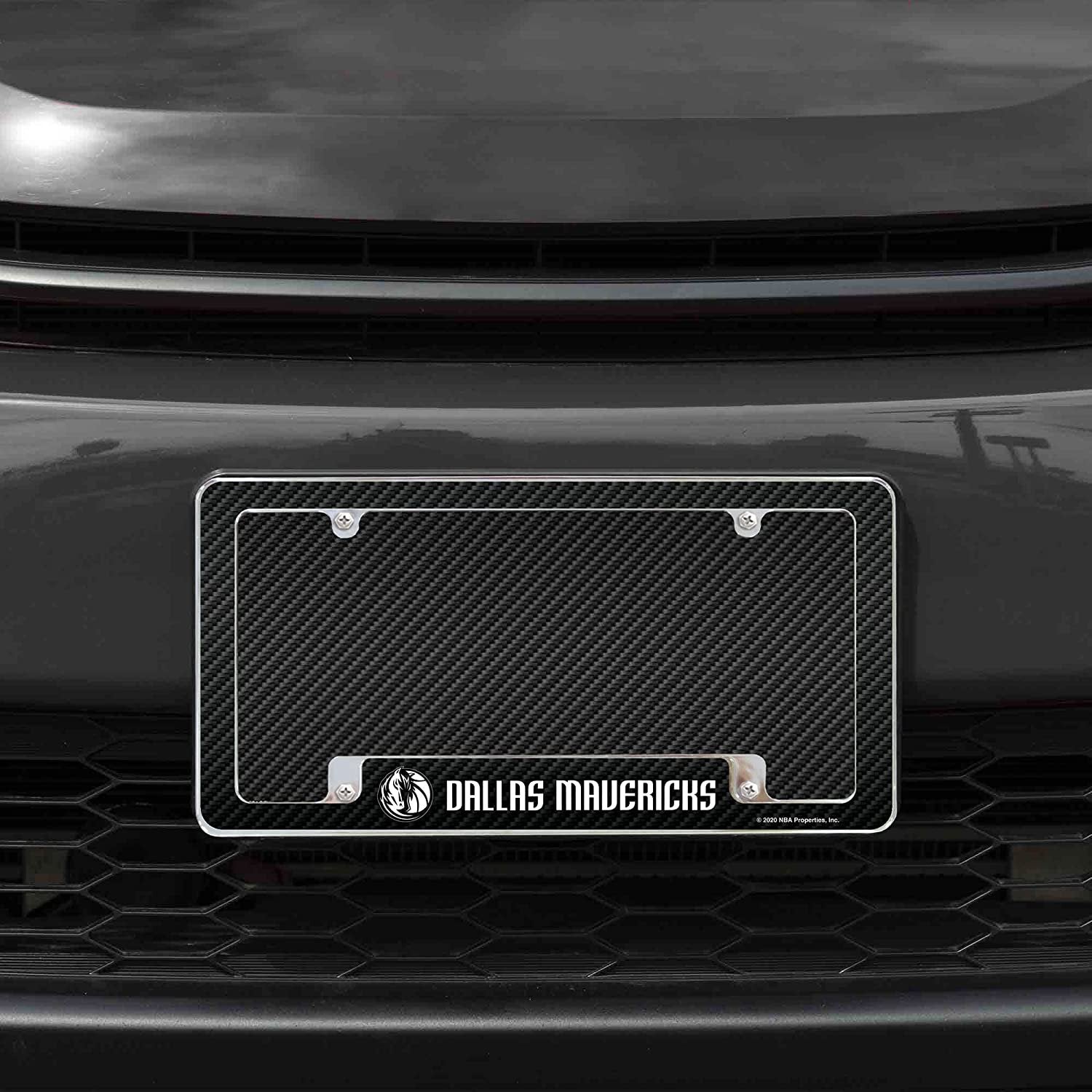 Dallas Mavericks Metal License Plate Frame Chrome Tag Cover Carbon Fiber Design 6x12 Inch