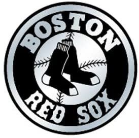 Boston Red Sox Auto Emblem, Silver Chrome Color, Raised Molded Shape Cut Plastic, Adhesive Tape Backing