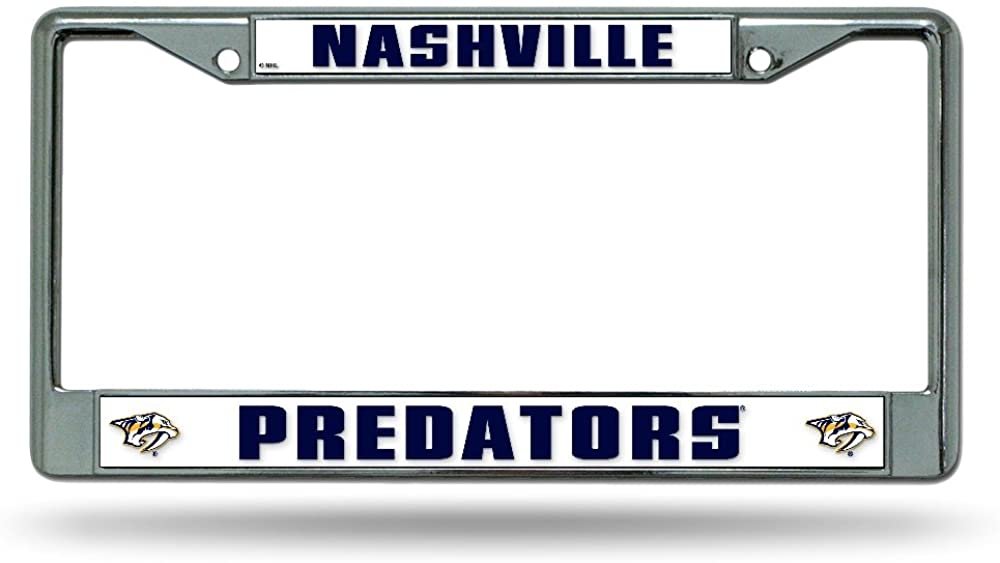 Nashville Predators Premium Metal License Plate Frame Chrome Tag Cover, 12x6 Inch