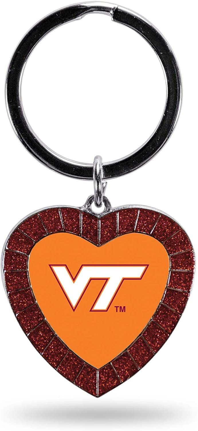 NCAA Virginia Tech Hokies NCAA Rhinestone Heart Colored Keychain, Maroon, 3-inches in length