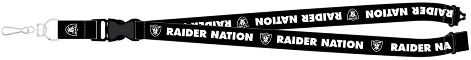 Las Vegas Raiders Raider Nation Lanyard Keychain Double Sided Breakaway Safety Design Adult 18 Inch