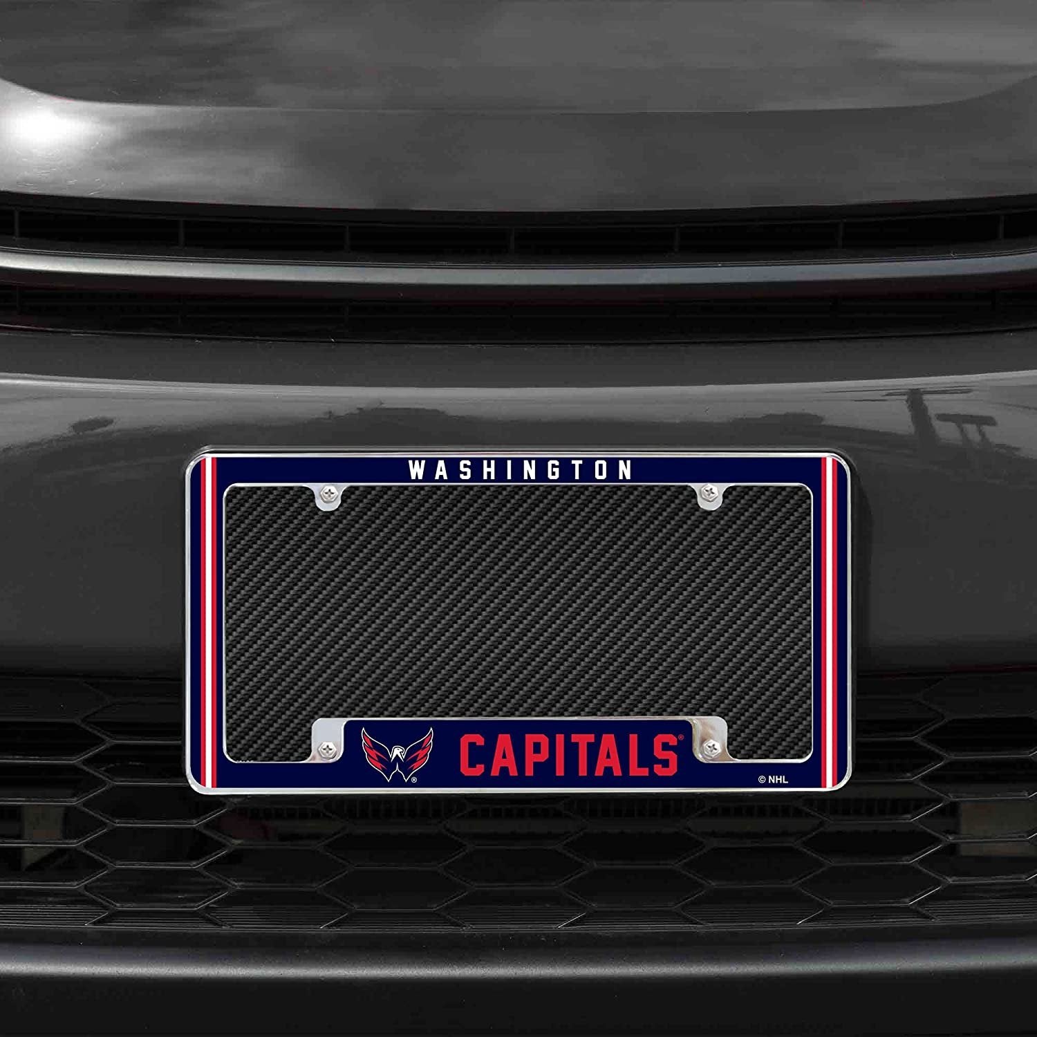 Washington Capitals Metal License Plate Frame Chrome Tag Cover Alternate Design 6x12 Inch