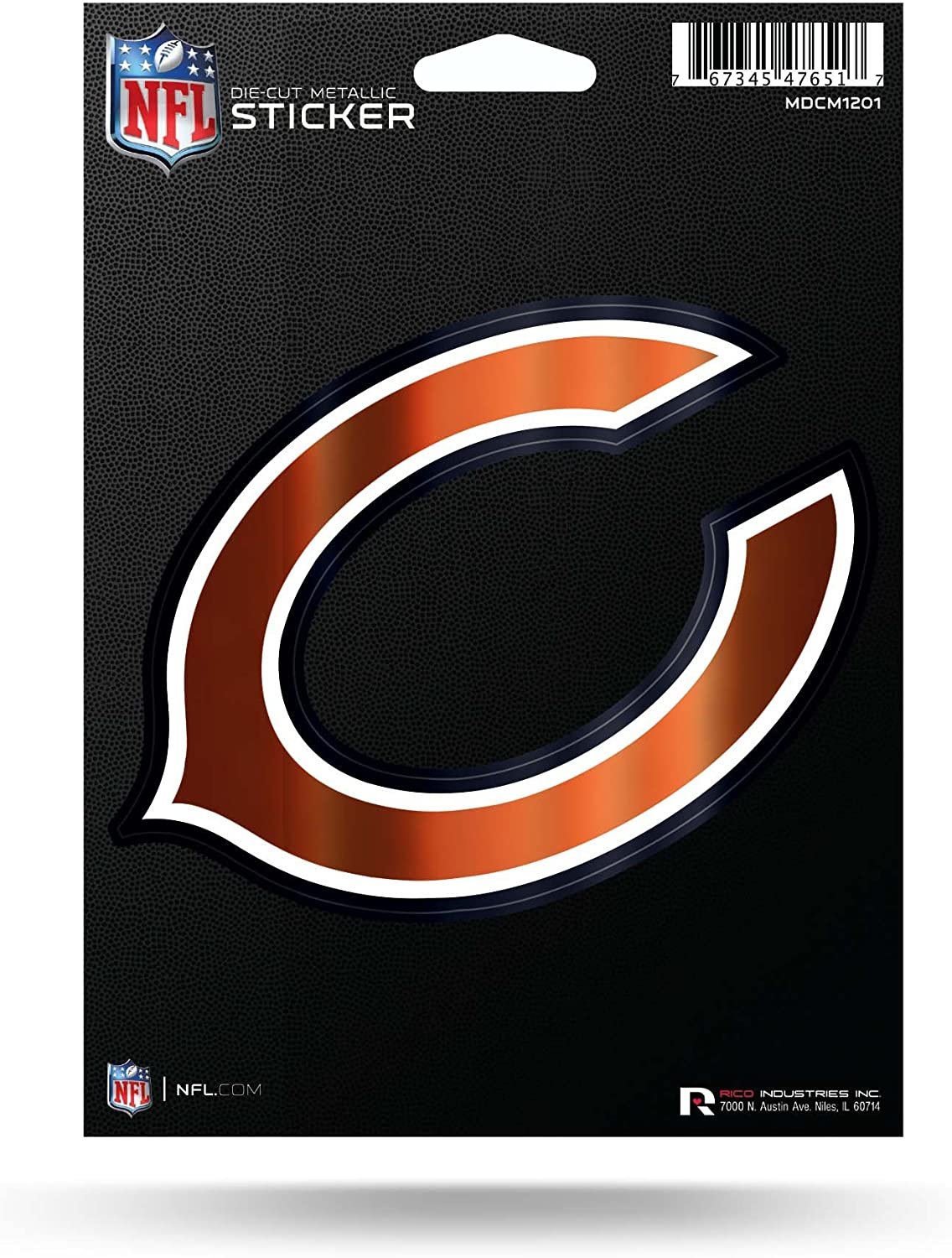 Chicago Bears 5 Inch Decal Sticker Shimmer Metallic Design Shape Cut Full Adhesive Backing