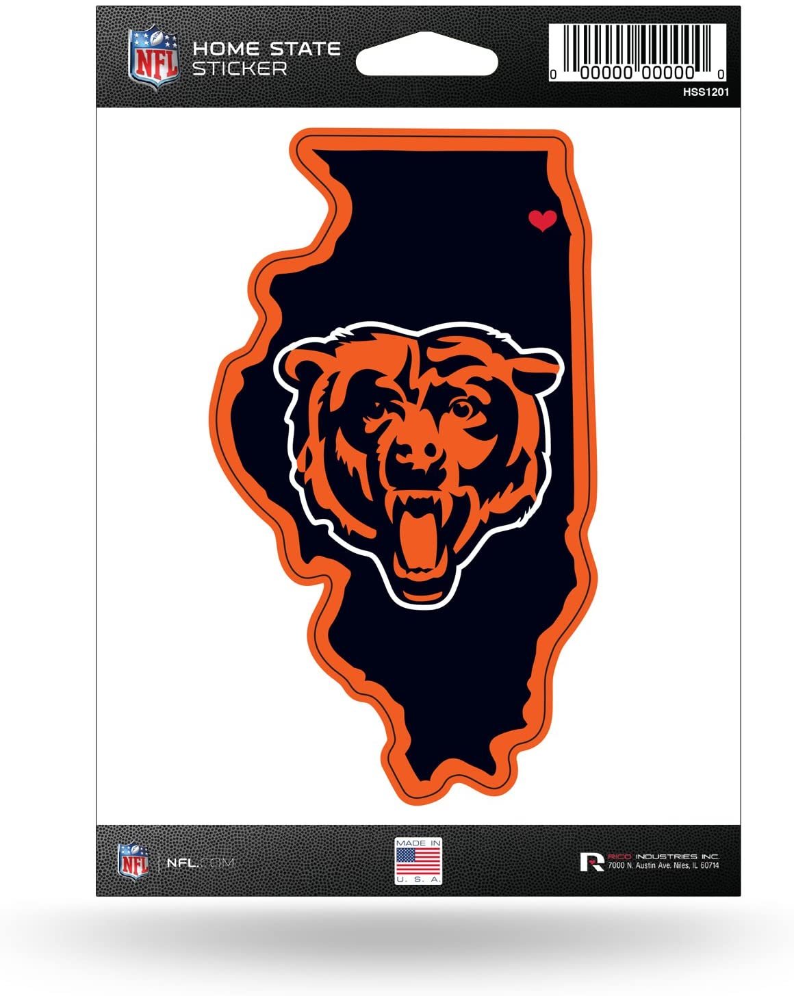 Chicago Bears 5 Inch Sticker Decal, Home State Design, Flat Vinyl, Full Adhesive Backing