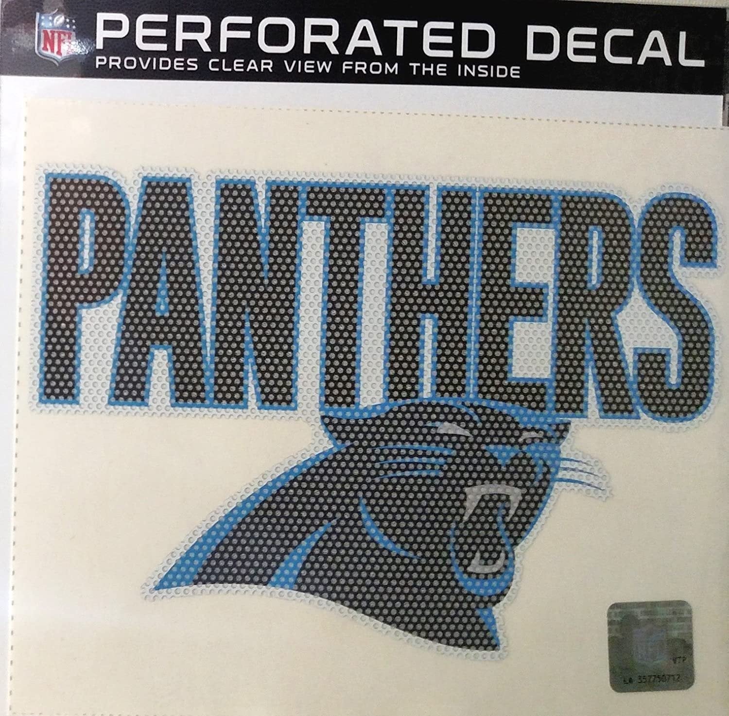 Carolina Panthers 8 Inch Preforated Window Film Decal Sticker, One-Way Vision, Adhesive Backing