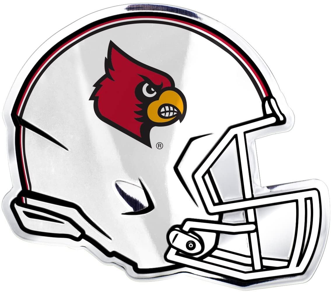 University of Louisville Cardinals Helmet Auto Emblem, Aluminum Metal, Embossed Team Color, Raised Decal Sticker, Full Adhesive Backing