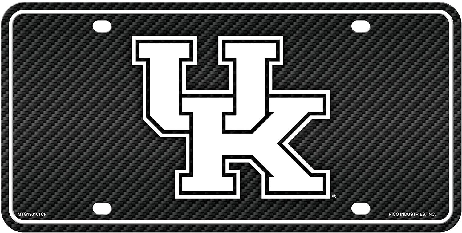 University of Kentucky Wildcats Metal Auto Tag License Plate, Carbon Fiber Design, 6x12 Inch