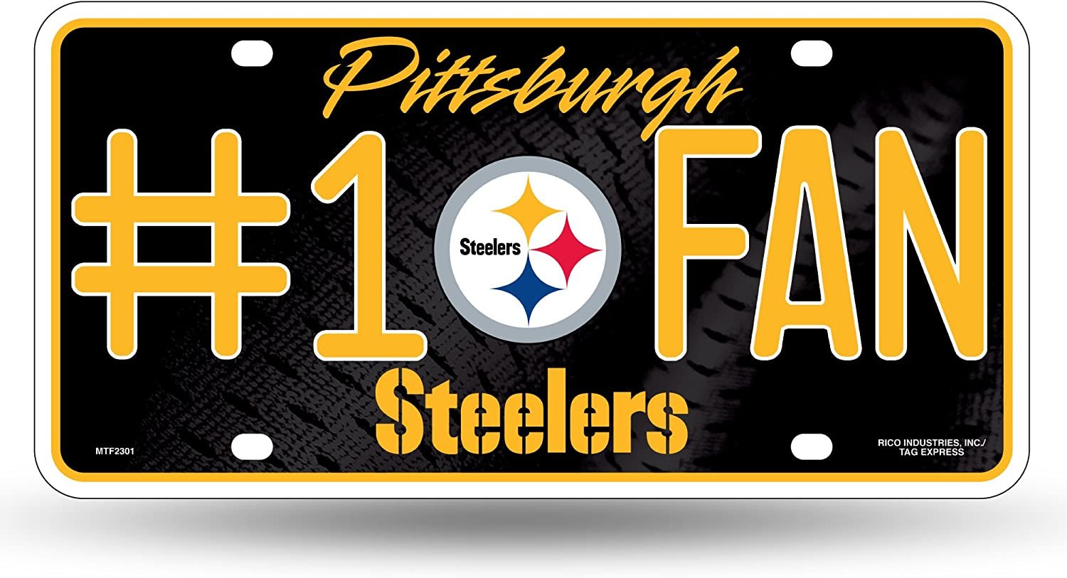 Pittsburgh Steelers Metal Auto Tag License Plate, #1 Fan Design, 12x6 Inch