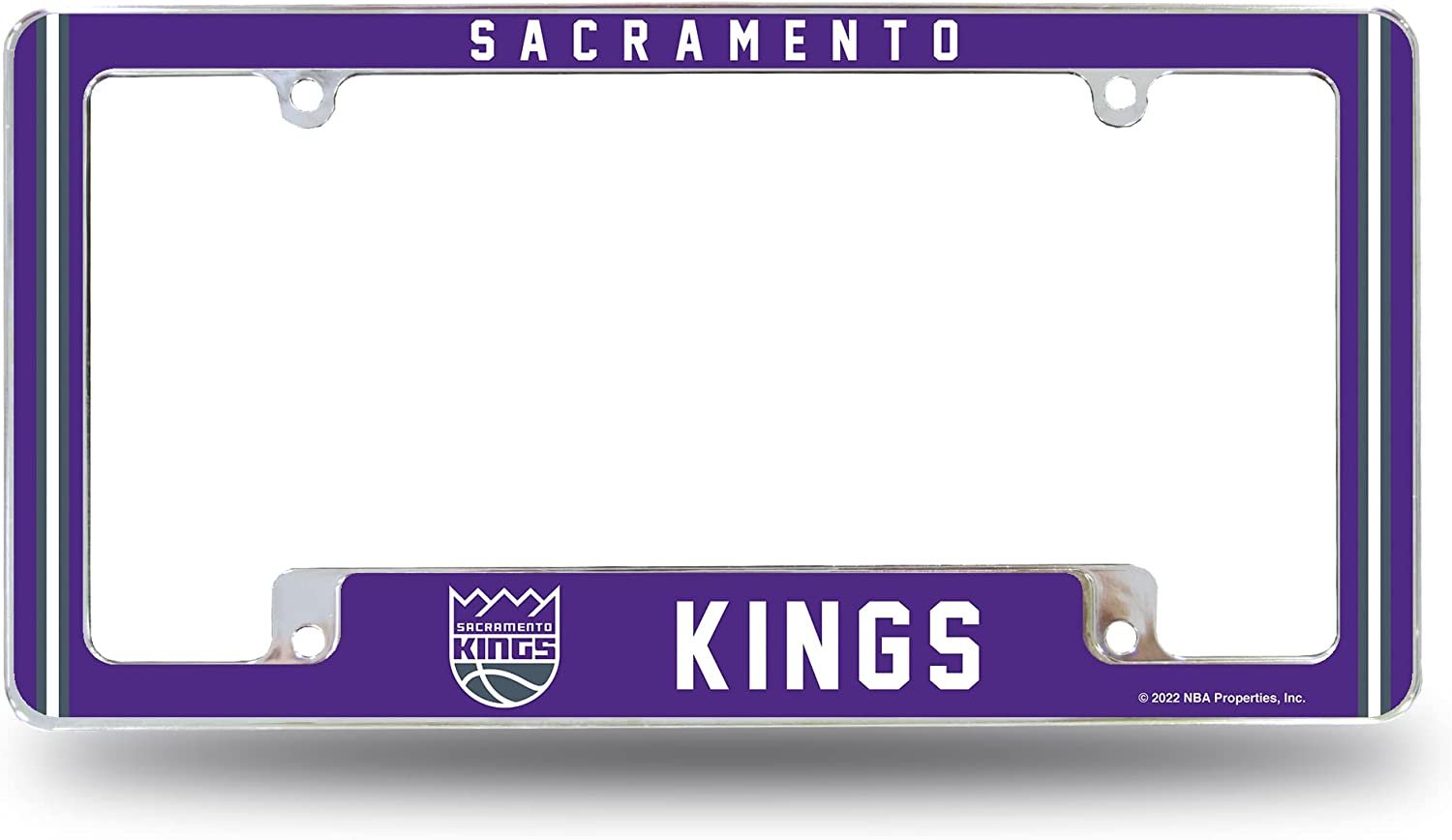 Sacramento Kings Metal License Plate Frame Chrome Tag Cover Alternate Design 6x12 Inch