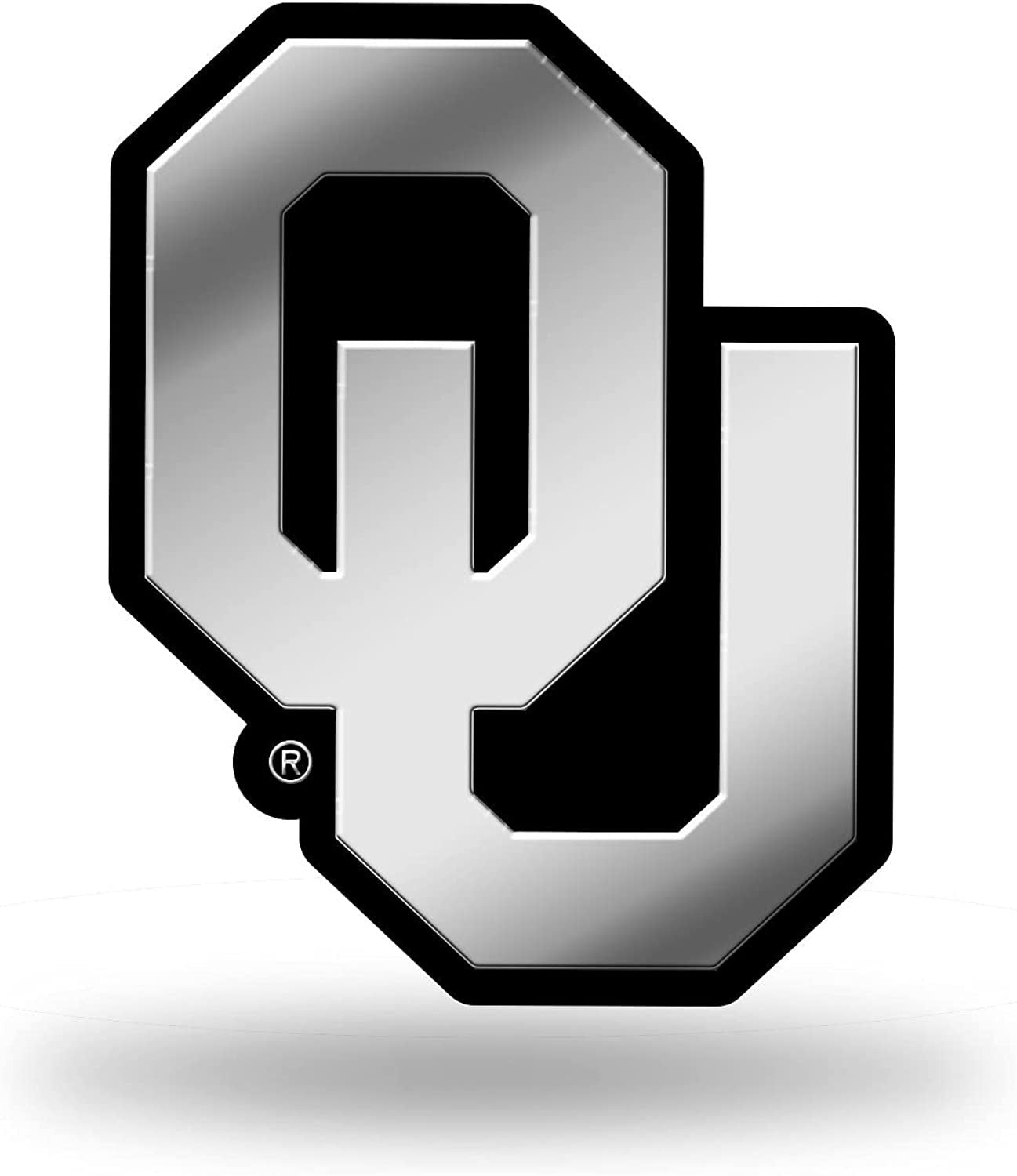 University of Oklahoma Sooners Silver Chrome Color Auto Emblem, Raised Molded Plastic, 3.5 Inch, Adhesive Tape Backing