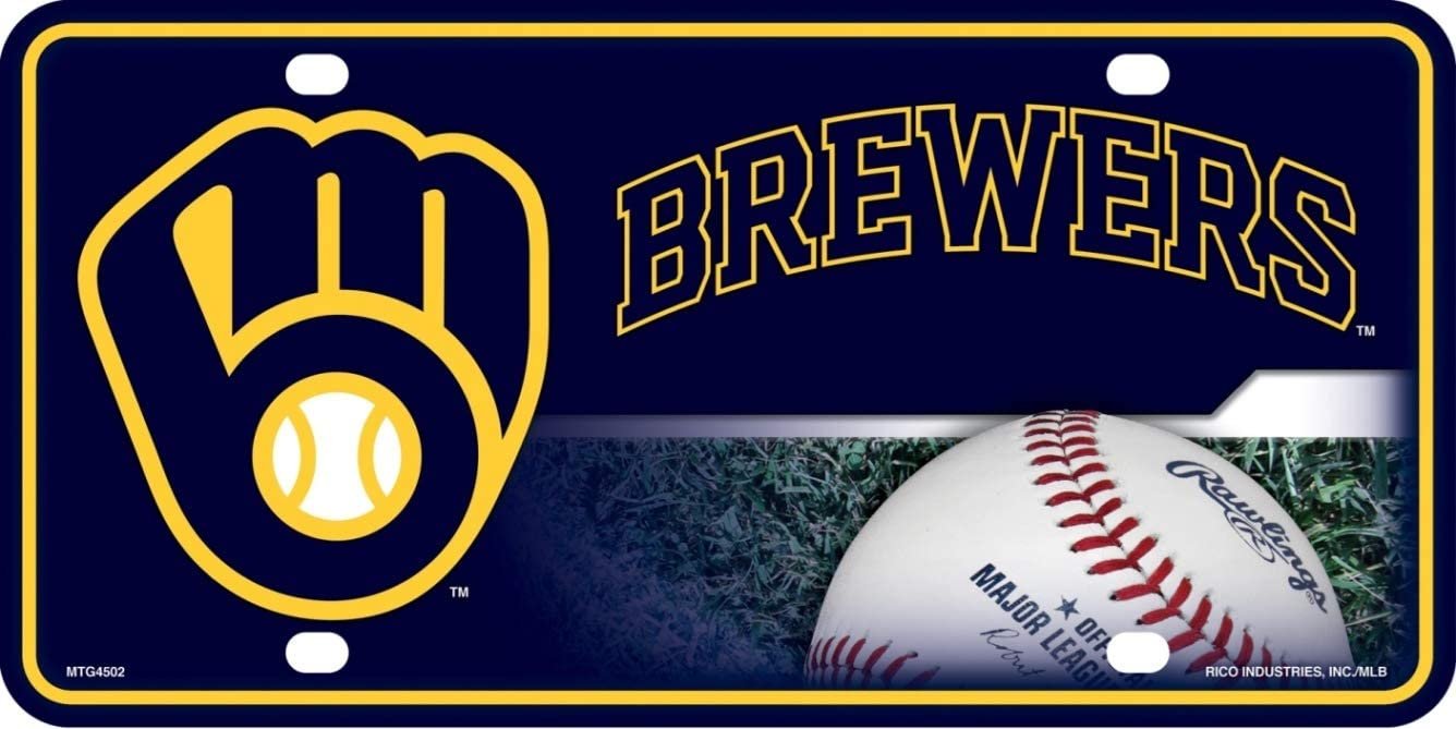 Milwaukee Brewers Metal Auto Tag License Plate, Field Design, 6x12 Inch