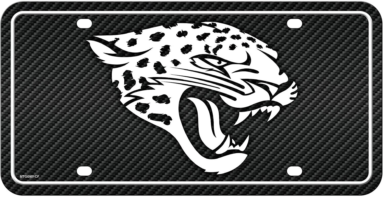 Jacksonville Jaguars Metal Auto Tag License Plate, Carbon Fiber Design, 6x12 Inch