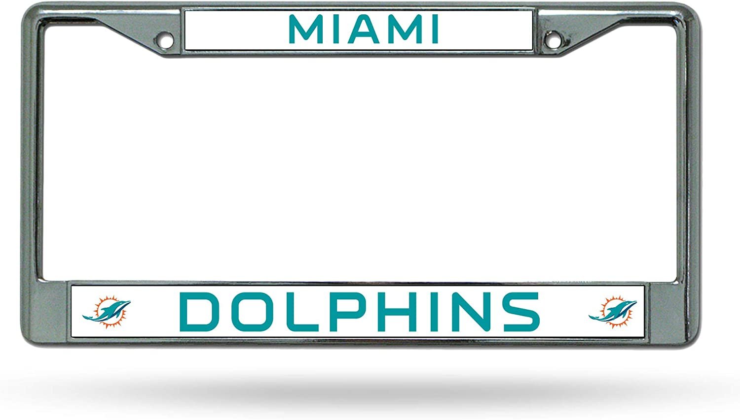 Miami Dolphins Metal License Plate Frame Chrome Tag Cover 6x12 Inch