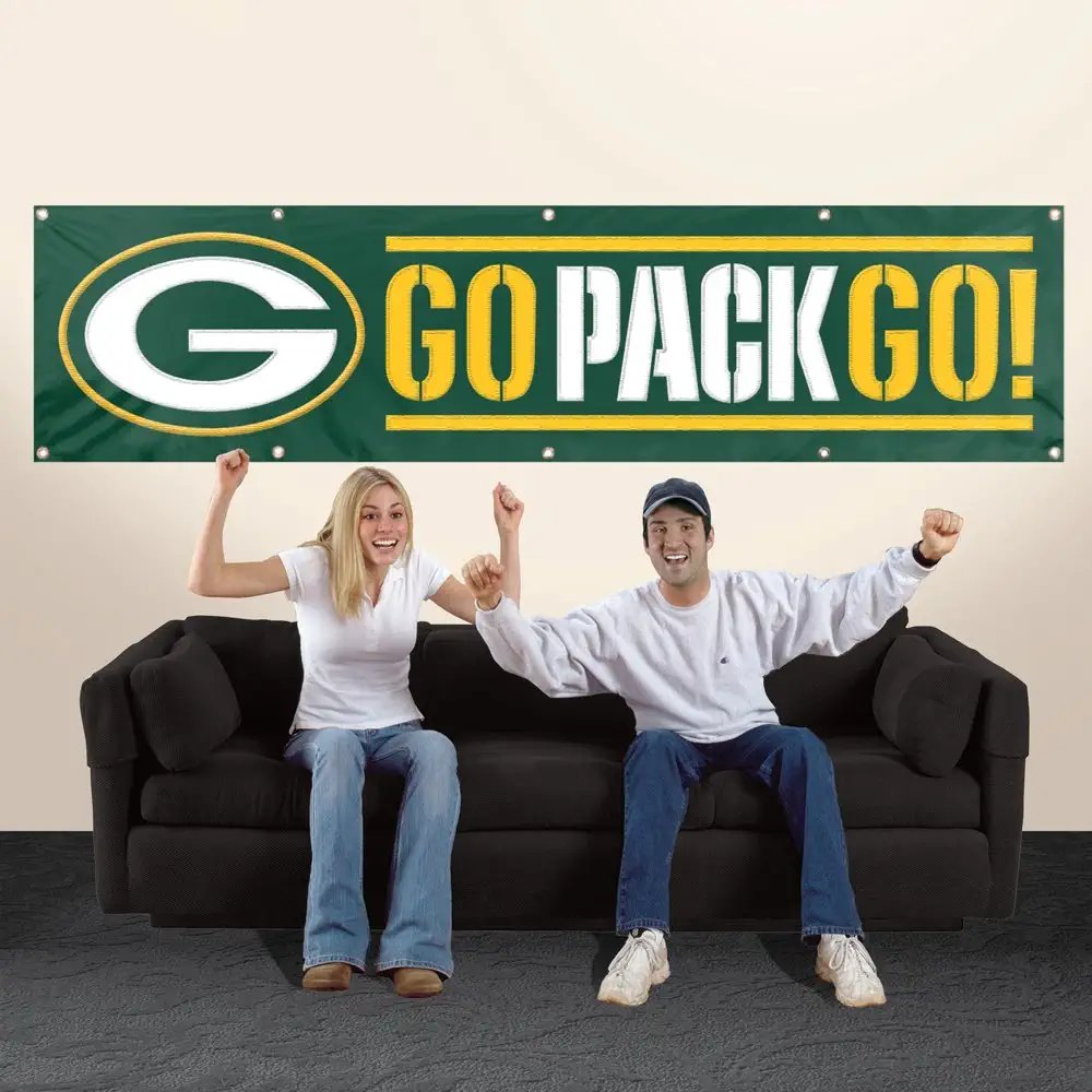 Green Bay Packers Huge 8x2 Feet Banner Flag Metal Grommets