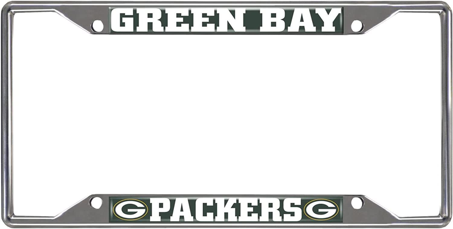 Green Bay Packers Chrome Metal License Plate Frame Tag Cover, 6x12 Inch