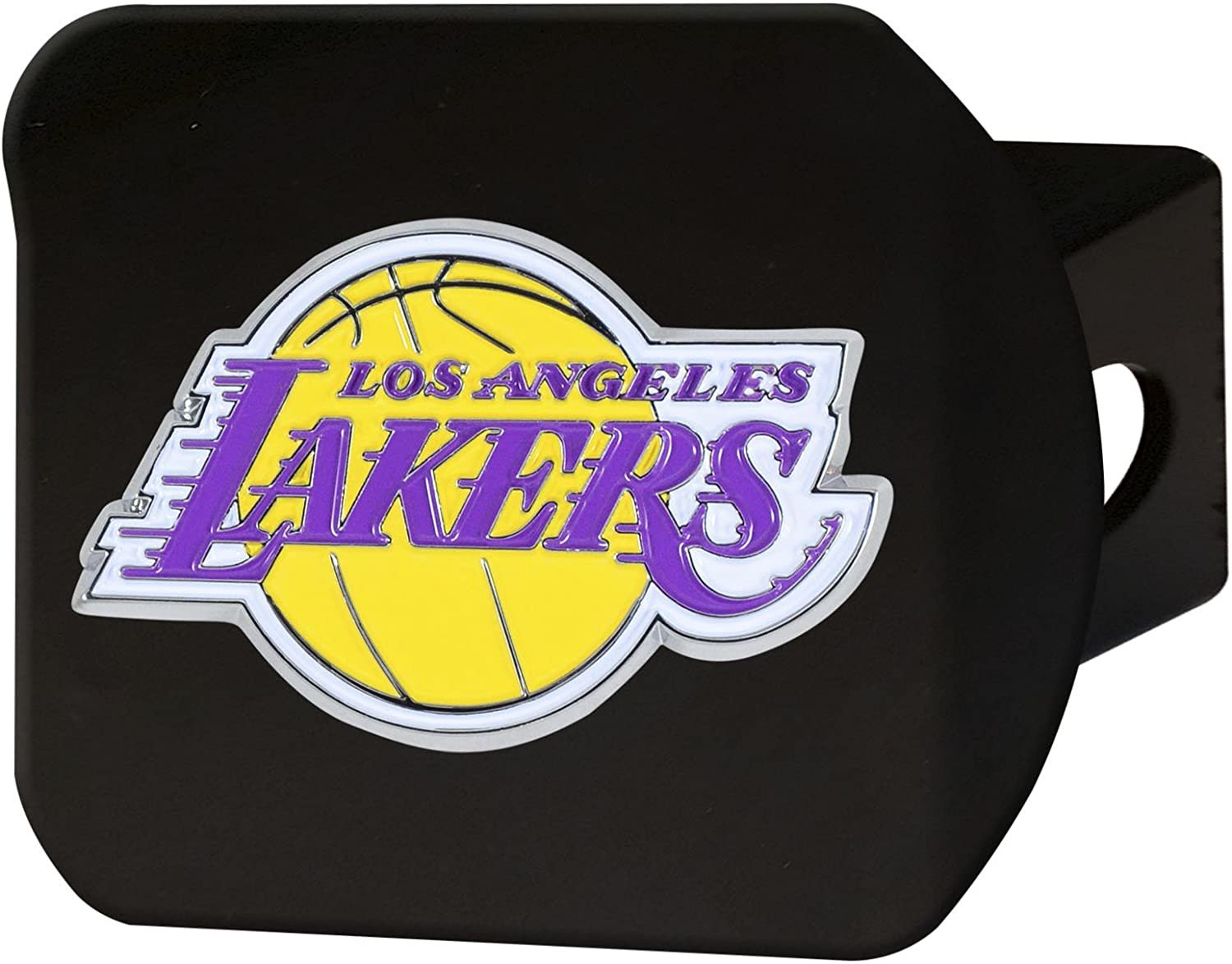 Los Angeles Lakers Solid Metal Black Hitch Cover with Color Metal Emblem 2 Inch Square Type III