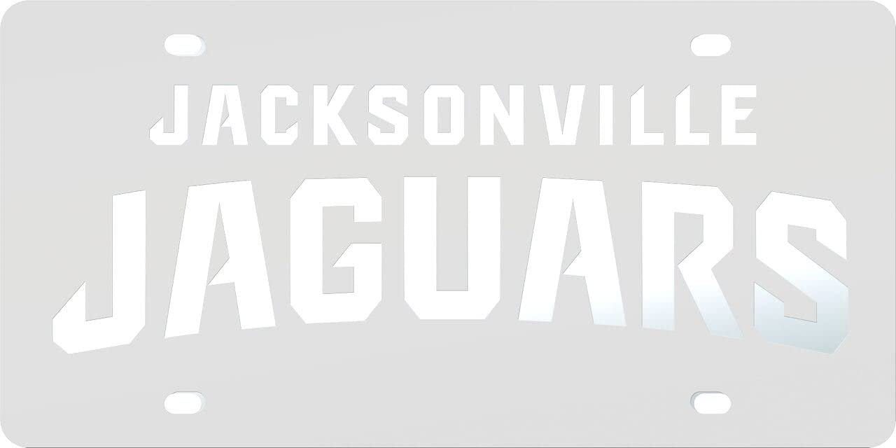Jacksonville Jaguars Laser Tag License Plate, Mirrored Acrylic, Frost Design, 6x12 Inch