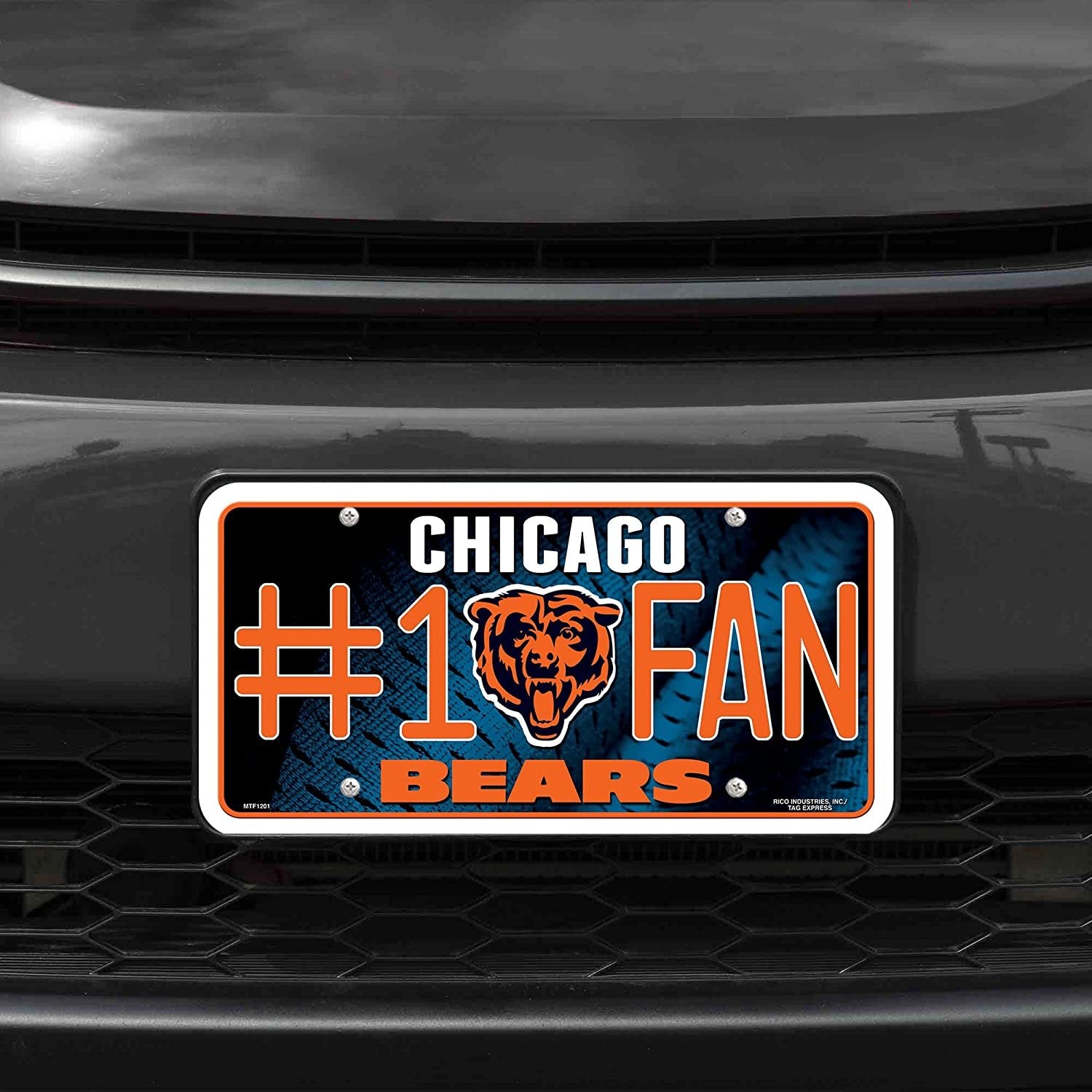 Chicago Bears #1 Fan Metal License Plate Tag Aluminum Novelty 12x6 Inch