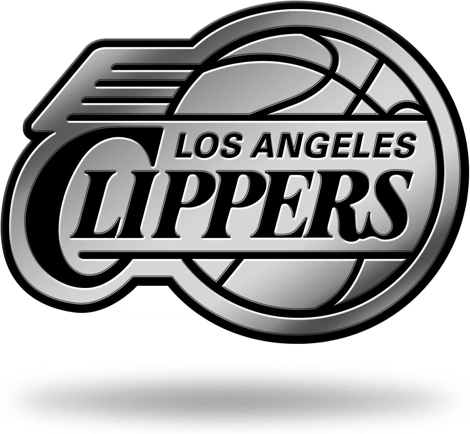 Los Angeles Clippers Silver Chrome Color Auto Emblem, Raised Molded Plastic, 3.5 Inch, Adhesive Tape Backing