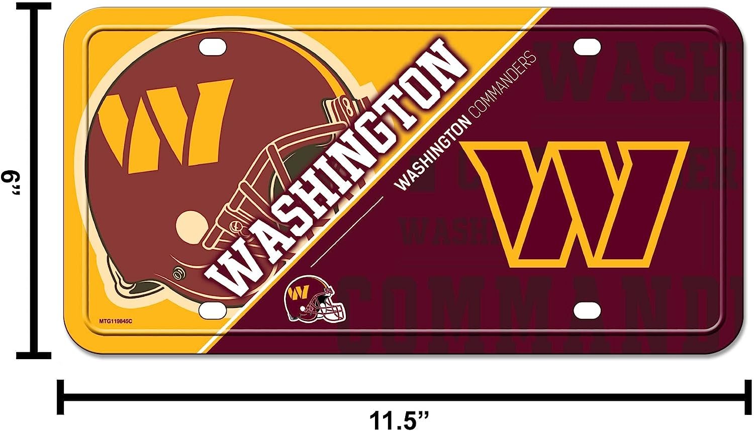 Washington Commanders Metal Tag Auto License Plate Split Design 6x12 Inch