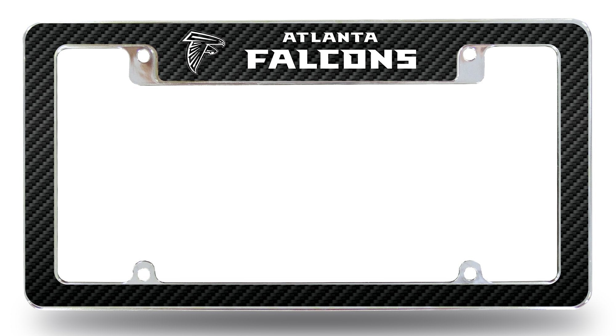 Atlanta Falcons Metal License Plate Frame Chrome Tag Cover, Carbon Fiber Design, 12x6 Inch